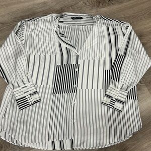 Zara satin striped button down